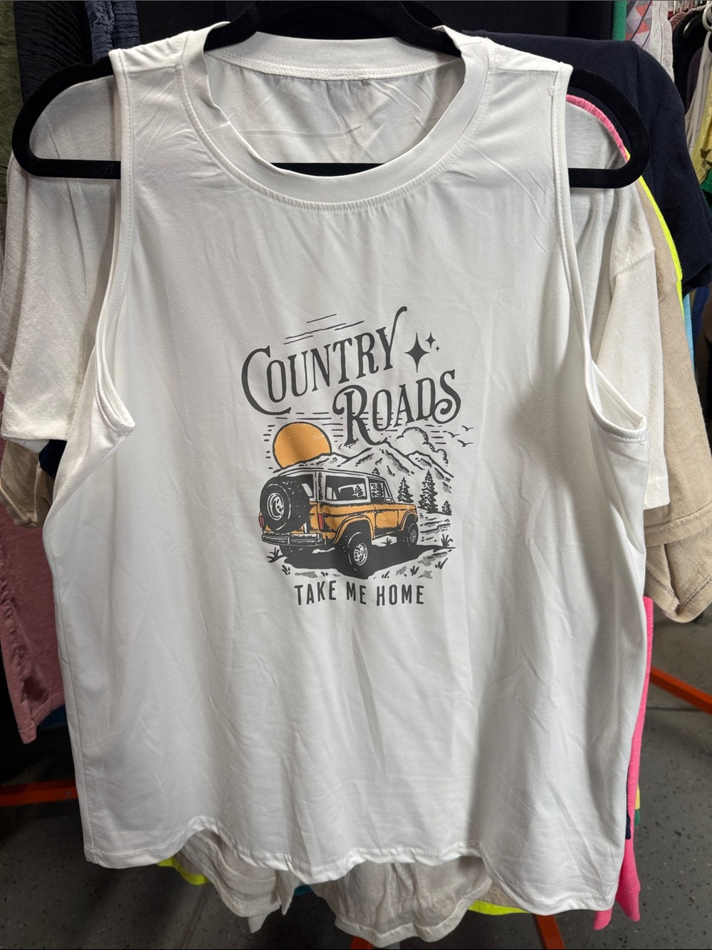 SHEIN White Tank Top with Yellow and Black Graphic